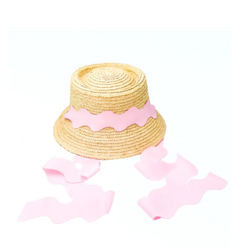 Harbor Hat with Pink Scalloped Ribbon