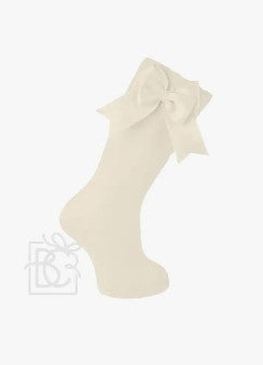 Cotton Knee Socks With Double Bow