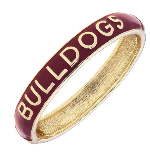 Bulldogs Sculpted Enamel Hinge Bangle in Maroon