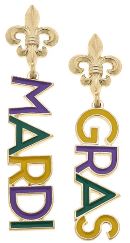 Mardi Gras Enamel Earrings