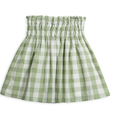 Smocked Skirt in Sage Check