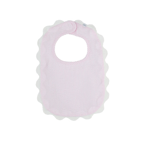Pink Seersucker Scallop Bib