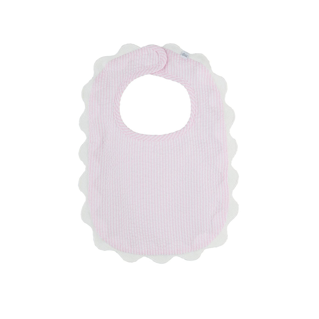 Pink Seersucker Scallop Bib