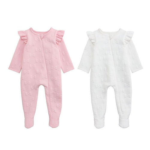 White Quilted Bow Sleeper