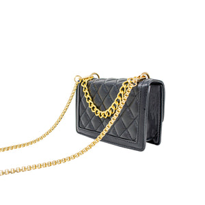 Classic Quilted Large Flap Handbag: Black