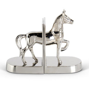 Polished Silver Horse Bookends