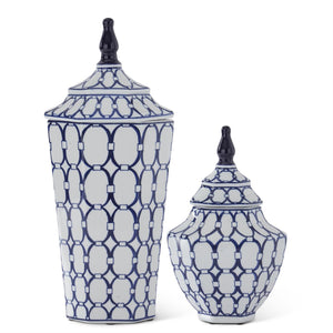 Blue & White Oval Porcelain Jar