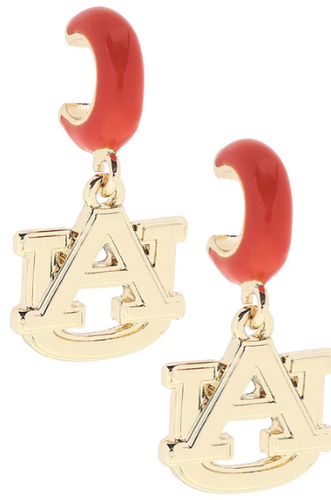 Auburn Tigers Logo Huggie Hoop Earrings