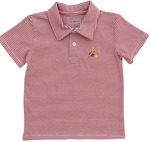 Crimson Striped Football Polo