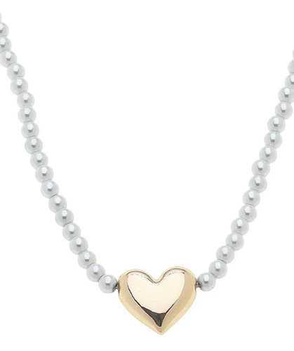Minnie Pearl Beaded Heart Necklace