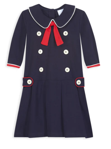 Pique Skipper Dress in Navy