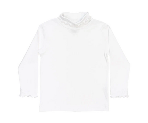 White Knit-Ruffle Turtle Neck