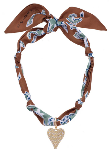Winnie Pave Heart Scarf Necklace