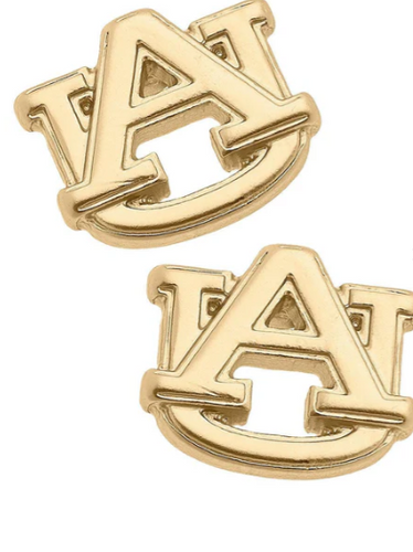 Auburn University Logo 24K Gold Plated Stud Earrings
