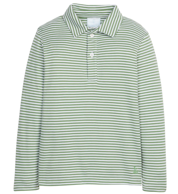 LS Polo Watercress Stripe