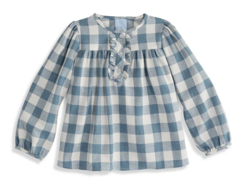 Lisbon Blouse in Denim Check