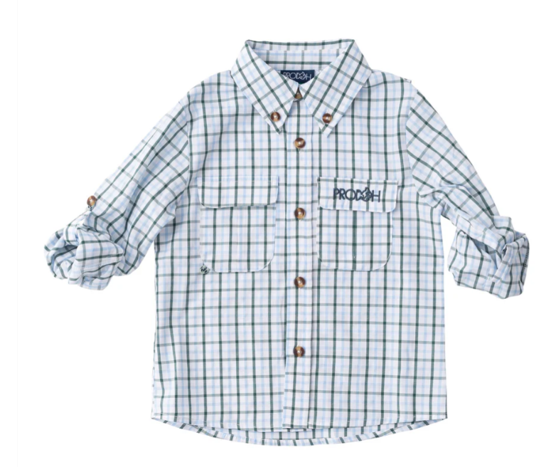 Founders Kids Fishing Shirt Posy Green