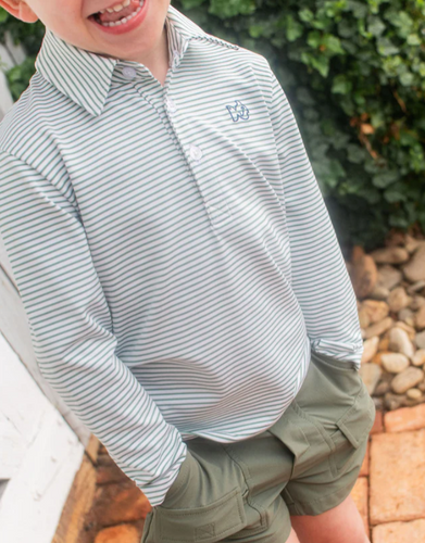 Frosty Spruce Stripe LS PP Polo
