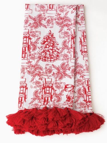 Nutcracker Toile Tassel Towel Set