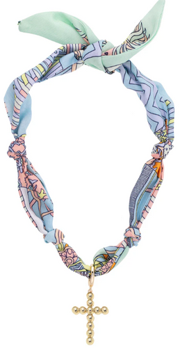 Louisa Beaded Cross Scarf Necklace