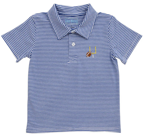 Navy Striped Football Polo
