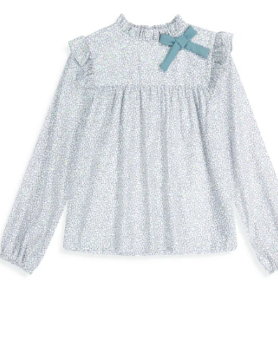 Back Button Meade Blouse in Lavender Fields