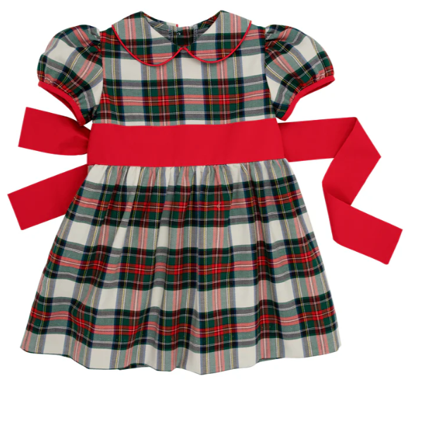 Cindy Lou Sash Dress Aiken Place Plaid