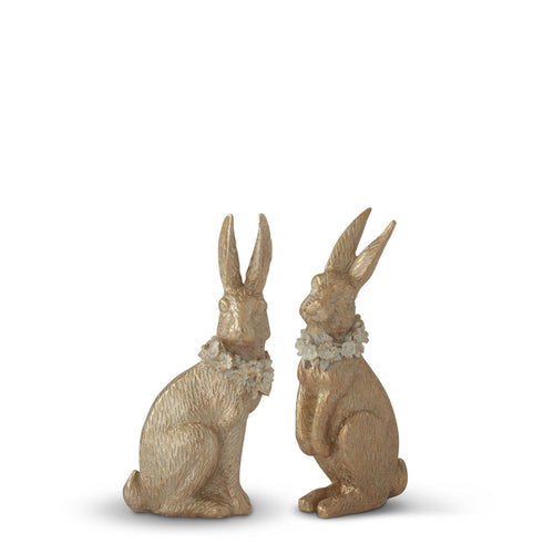 7.5 Inch Gold Resin Easter Bunnies