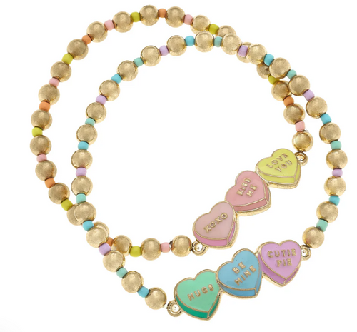 Conversation Hearts Stretch Bracelets