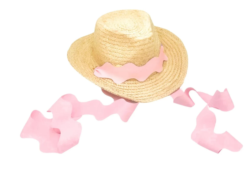 Coastal Cowgirl Hat w/ Scalloped Pink Ribbon