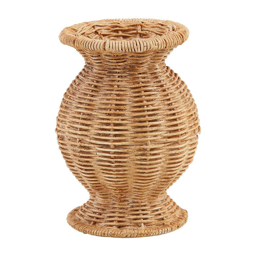 Wide Resin Basket Weave Vase