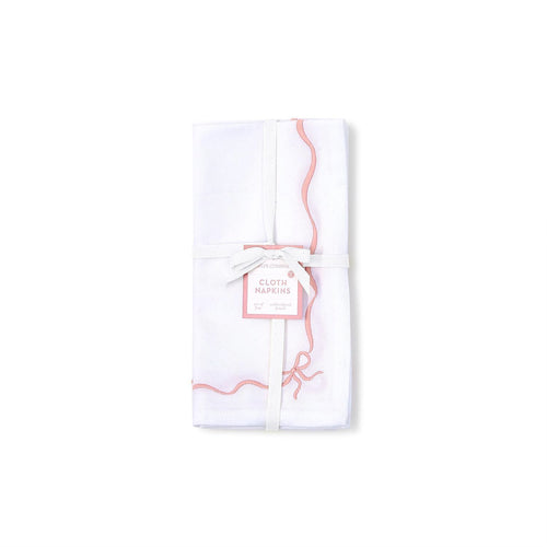 Bow-tiful S4 Embroidered Bow Dinner Napkins