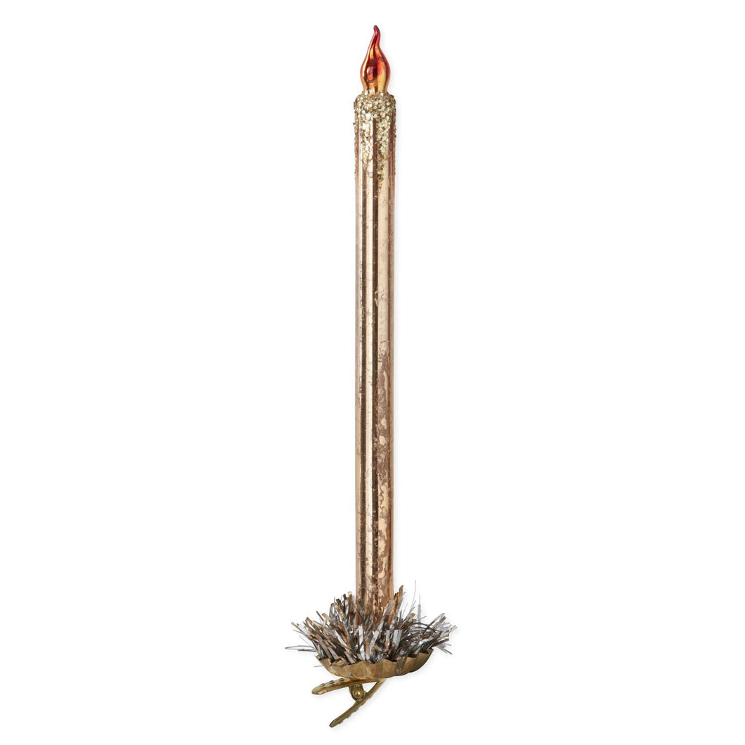 10 Inch Gold Glass Taper Candle Ornament