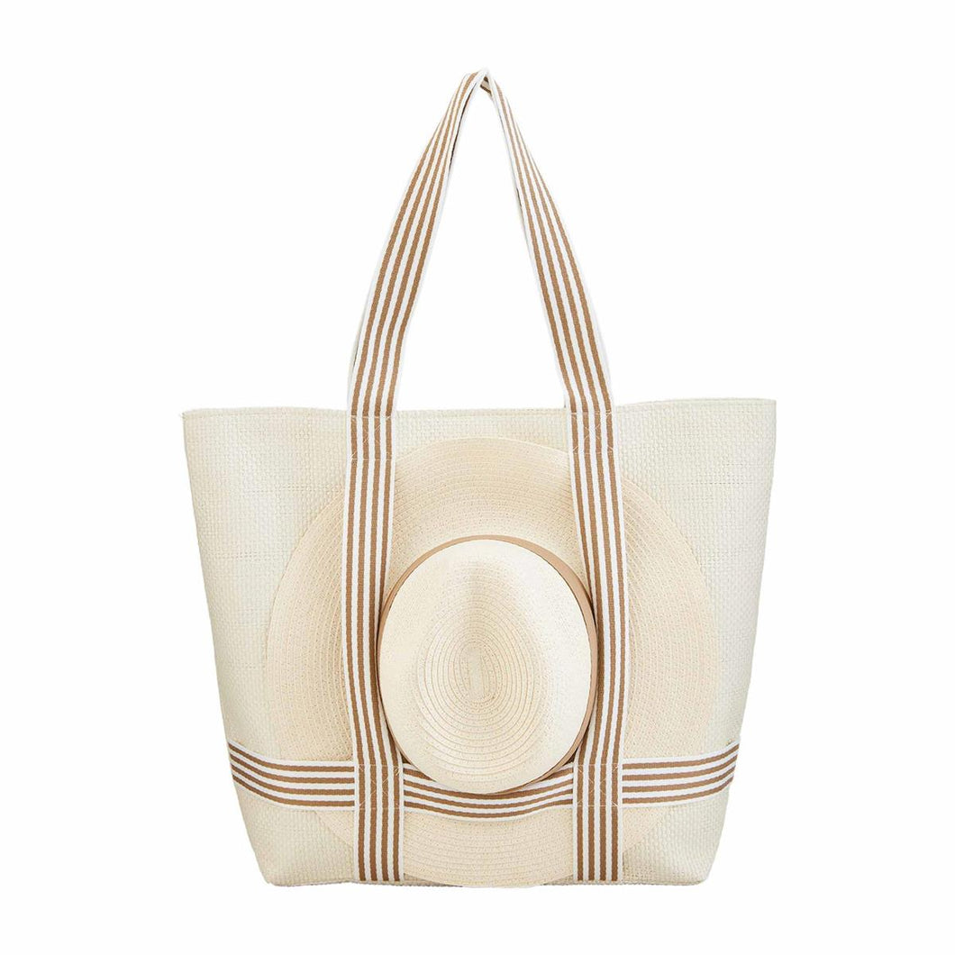 Tan Hat & Tote Gift Set