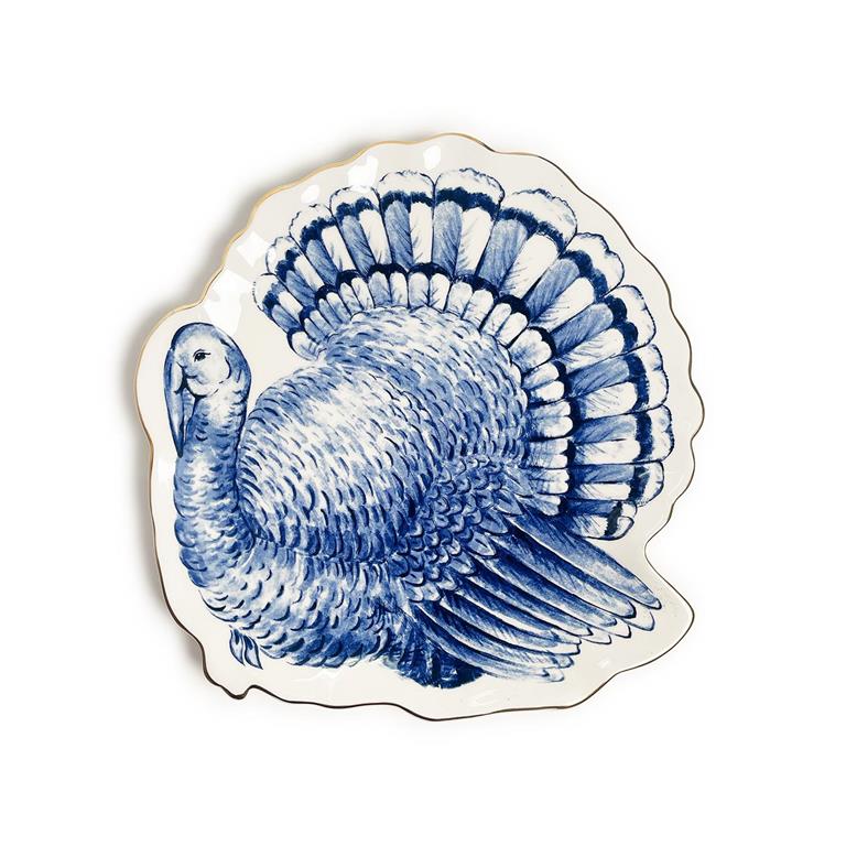 Blue and White Turkey Plate