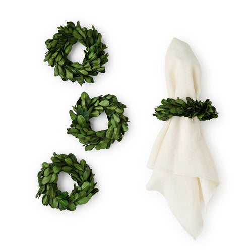 S4 Preserved Boxwood Wreath Napkin Rings
