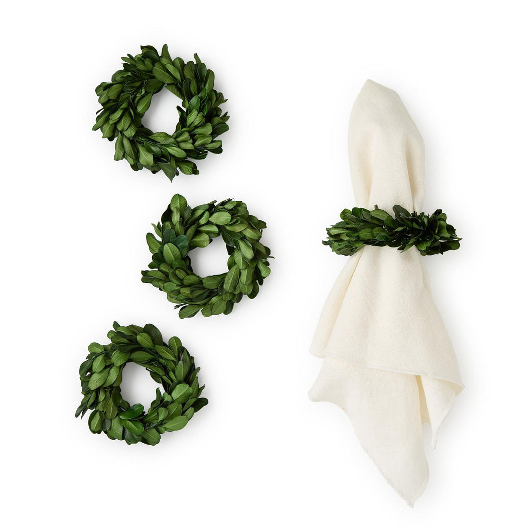 S4 Preserved Boxwood Wreath Napkin Rings