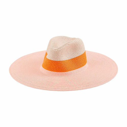 Pink Color-Block Fedora