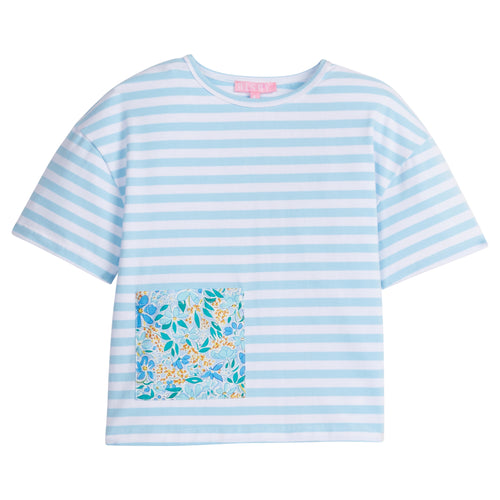 Boxy Tee Frangipani Blue