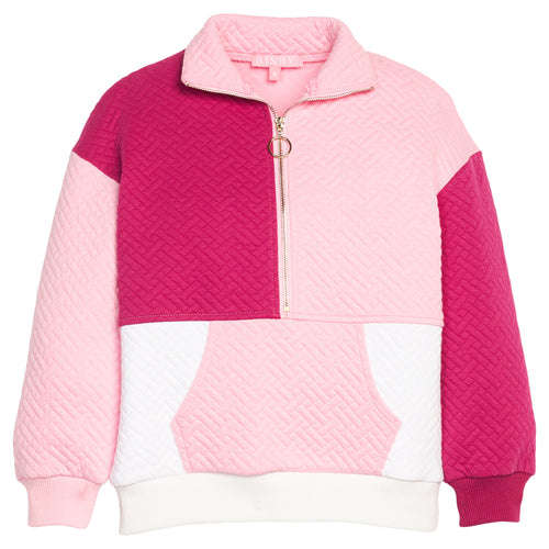 Color Block Pullover Pink & Cranberry
