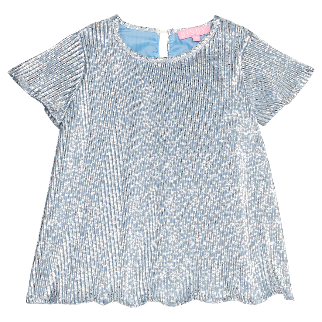 Blue Crinkle Stars Top
