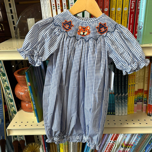 Orange Navy Smocked Bubble