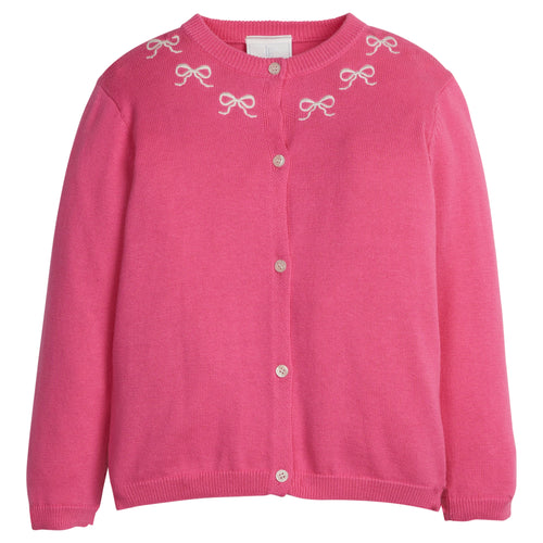 Embroidered Essential Cardigan - Pink Bows