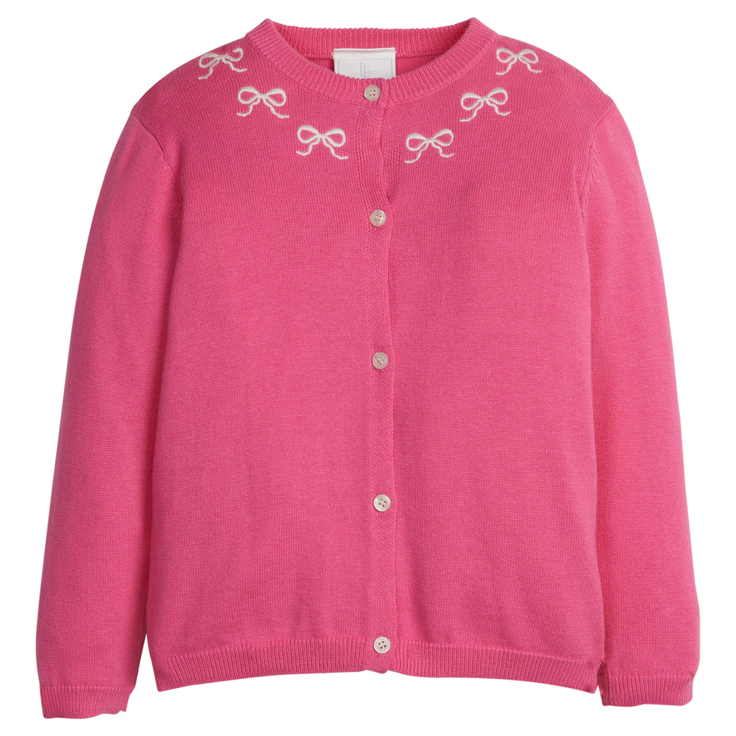 Embroidered Essential Cardigan - Pink Bows