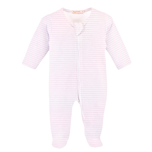 Pink Stripes Zipper Footie