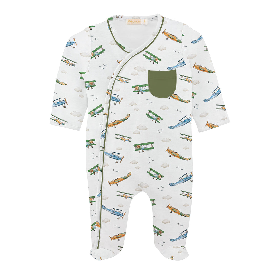 Airplanes Printed Crossed Footie