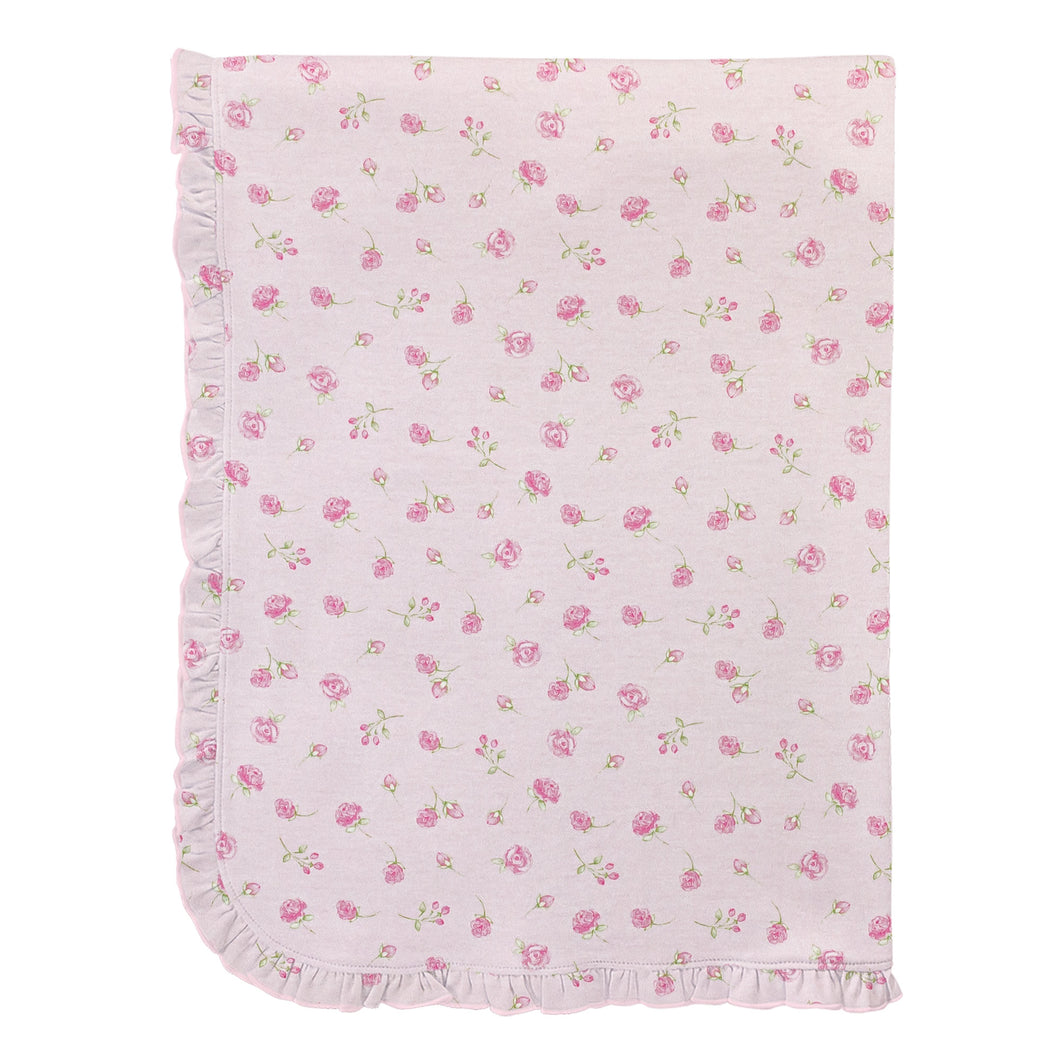 Rosebuds Printed Ruffle Blanket