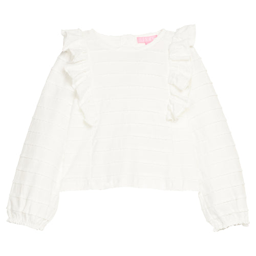 White Scallop Ruffle Blouse