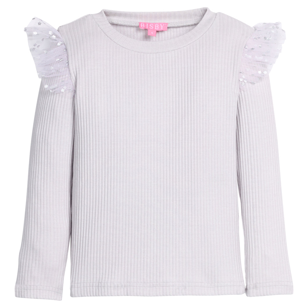 Sadie Top Grey & Silver Sparkle Stars