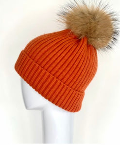 Rib Hat with Pom Pom